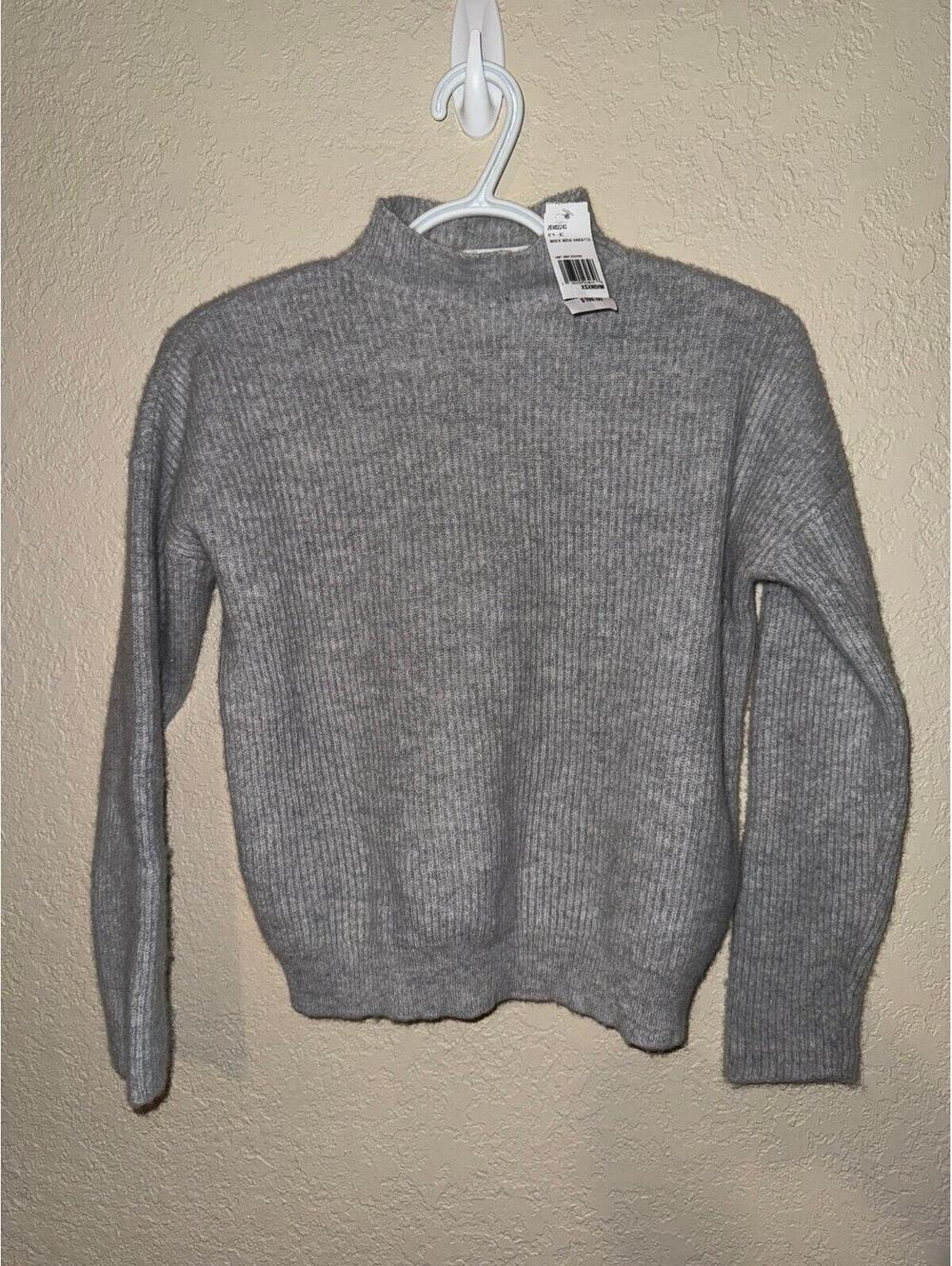Vineyard Vines 100% Cashmere Mock Neck Sweater XS Light Gray Ribbed NWT